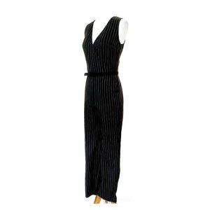 Lauren Ralph Lauren Sleeveless Faux Wrap Wool Pinstriped Jumpsuit
